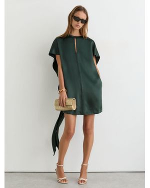 Reiss Satin Cape-Detail Mini Dress - Green
