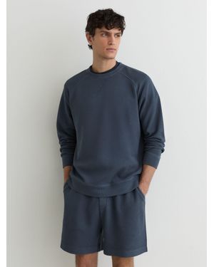 Reiss Drift - Airforce Blue Cotton-piqué Garment-dyed Sweatshirt, M
