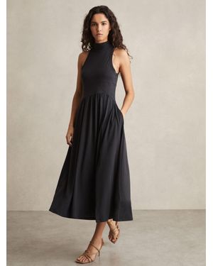 Reiss Jersey Sleeveless Midi Dress - Black