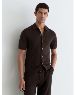 Reiss Merino Wool Button-Through Shirt - Black