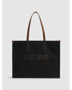 Reiss Canvas Logo Tote Bag - Black