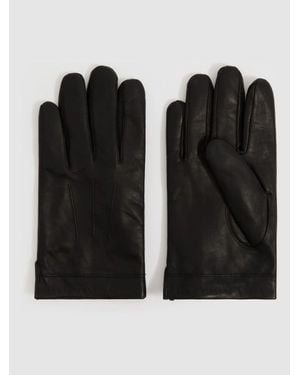 Reiss Monty Wool And Cashmere Lined Gloves Leather Knitted - Black