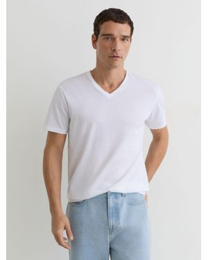 Reiss Cotton V-Neck Tailored-Fit T-Shirt - White