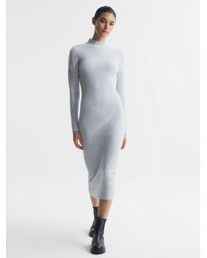 Reiss Knitted Bodycon Midi Dress - Grey