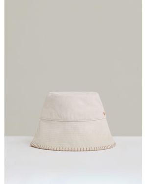 Reiss Off Winnie Cotton Blanket-Stitch Bucket Hat - Natural