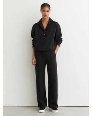 Reiss Petite Premium Interlock Wide-Leg Joggers - Black