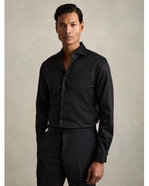 Reiss Storm Cotton-Twill Two-Fold-Fit Shirt - Black