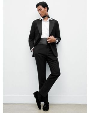 Reiss Poker - Black Satin Stripe Modern Fit Tuxedo Trousers