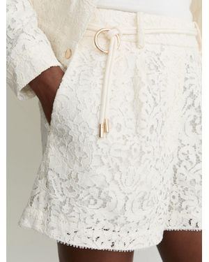 Reiss Lori Rope-Belt Lace Shorts - Natural