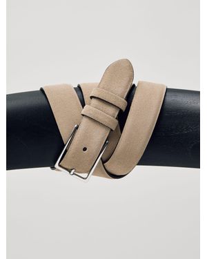 Reiss Dante - Stone Dante Suede Belt, 32 - Grey