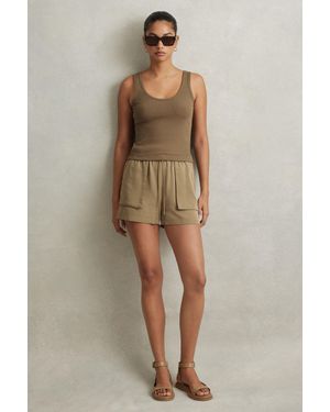 Reiss Isador Drawstring Shorts Lyocell Plain - Natural