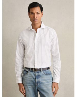 Reiss Cotton Cutaway-Collar Stripe Shirt - White