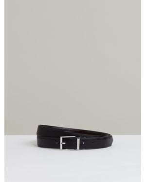 Reiss Reversible Leather Belt With Interchangeable Buckle - Grey