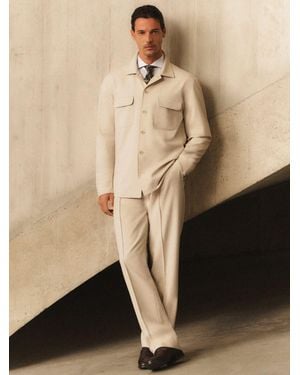 Reiss Peshi - Stone Relaxed-fit Belted Pintuck Trousers, 30 - Natural