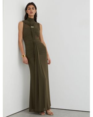 Reiss Ruched Sleeveless Maxi Dress - Green