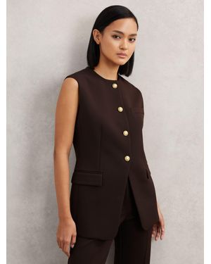 Reiss Longline Button-Through Waistcoat - Black