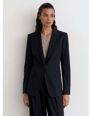 Reiss Petite Wool-Blend Single-Breasted Suit Blazer - Blue