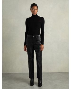 Reiss Leather Slim-leg Trousers - Black