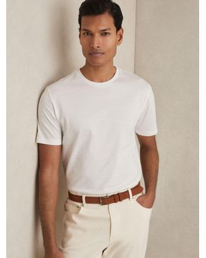 Reiss Mercerised-Cotton Ribbed T-Shirt - Natural