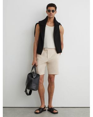 Reiss Short - Stone Cantwell Short Cotton-blend Side-adjuster Shorts, 32 - Natural