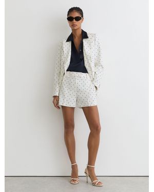 Reiss Beatrix - White/navy Polka-dot Tailored Shorts, Us 4