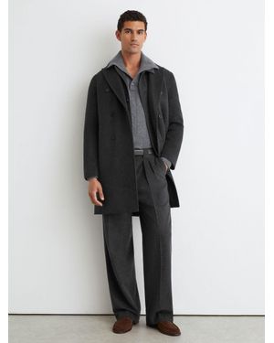 Reiss Wool-Blend Double-Breasted Epsom Overcoat - Grey