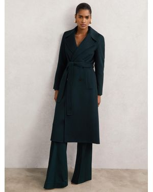 Reiss Rene - Green Petite Double-breasted Blindseam Coat Wool-blend, Us 0 - Blue