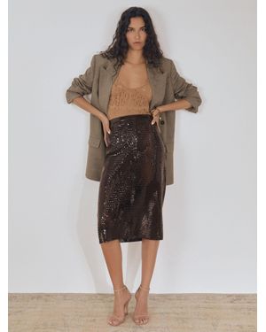 Reiss Raye - Chocolate Atelier Laser-cut Pencil Skirt, Us 8 - Grey