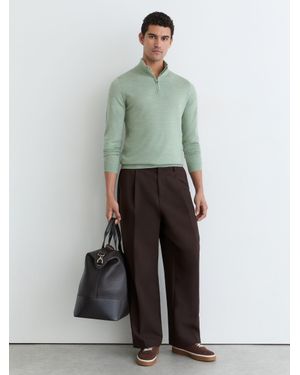 Reiss Merino Wool Half-Zip Funnel-Neck Jumper - Green