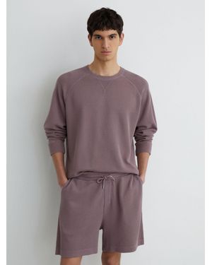 Reiss Cotton-Piqué Garment-Dyed Sweatshirt - Purple