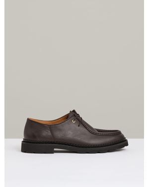 Reiss Hatton - Dark Brown Leather Moccasin-toe Lace-up Shoes, Us 10 (uk 9)