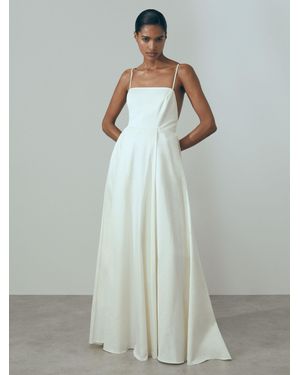 ATELIER Ivory Daphne Open Back Bridal Maxi Dress - Grey