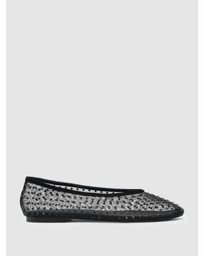 Reiss Mesh Embellished Ballet Flats - White