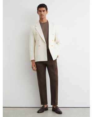 Reiss Linen-Blend Side-Adjuster Tapered Trousers - Grey