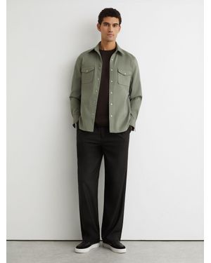 Reiss Twin-Pocket Overshirt With Stretch - Green