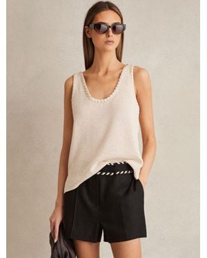 Reiss Linen Whipstitch Shorts - Natural