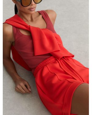 Reiss Bea - Coral Red Premium Interlock Drawstring Shorts, M (us 8-10)