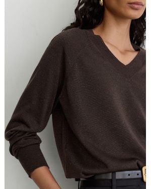 Reiss Wool-Blend Metallic-Knit V-Neck Jumper - Black