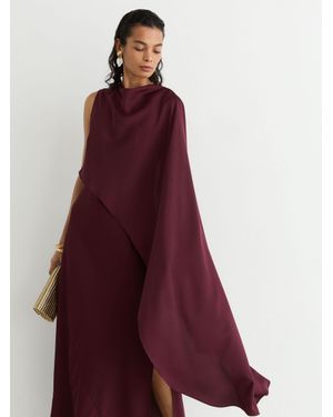 Reiss Asymmetric Cape-Detail Maxi Dress - Red