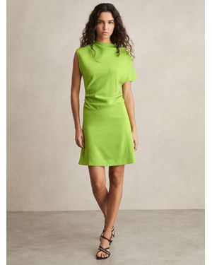Reiss Freya - Green Asymmetric Ruched Mini Dress, Us 2