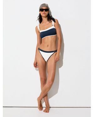 Reiss Textured Colour-Block Bikini Top - White