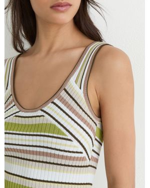 Reiss Striped Rib-Knit Vest - Natural
