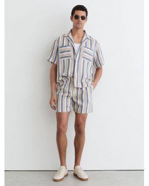 Reiss Ecru Striped Drawstring Shorts - White