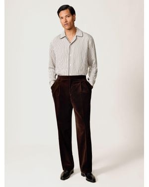 Reiss Stripe Cuban-Collar Piped Shirt - White