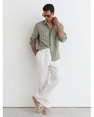 Reiss Linen Striped Regular-Fit Shirt - Multicolour
