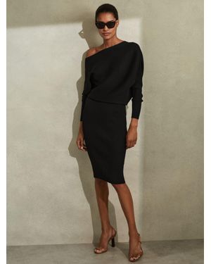 Reiss Lara Off-The-Shoulder Stretch-Knit Midi Dress - Black