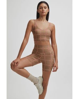 The Upside Check Spin Shorts - Brown