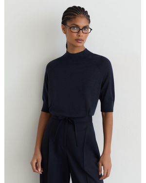 Reiss Merino Wool Funnel-Neck Top - Blue