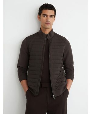 Reiss Hybrid Quilt And Interlock Zip Jacket - Black