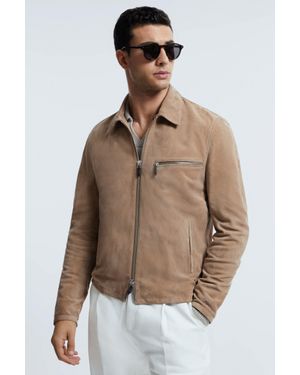 ATELIER Sand Perry Metis Suede Zip-through Jacket - Brown